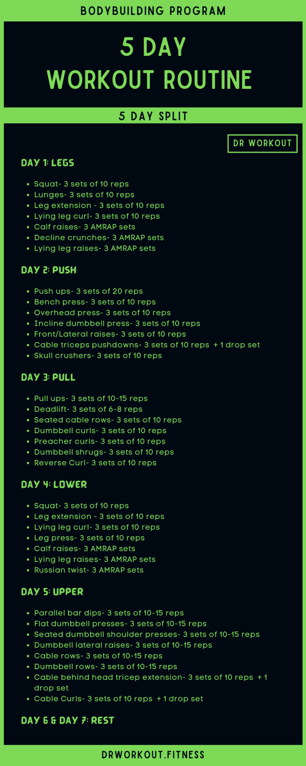 Picture of: Day Workout Routine (with PDF)  Dr Workout