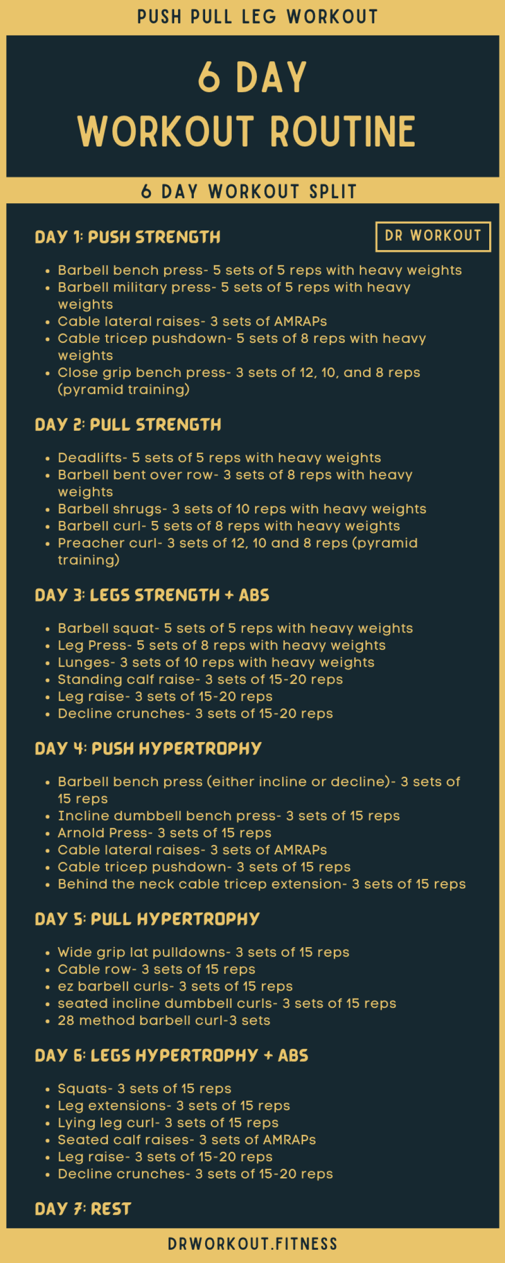 Picture of: Day Workout Split Routine (with PDF)  Dr Workout