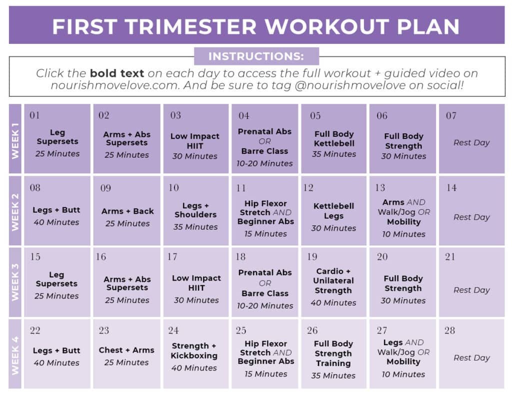 Picture of: Free Pregnancy Workout Plan (by Trimester)  Nourish Move Love