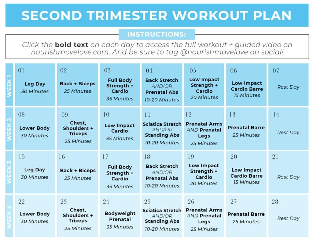 Picture of: Free Pregnancy Workout Plan (by Trimester)  Nourish Move Love