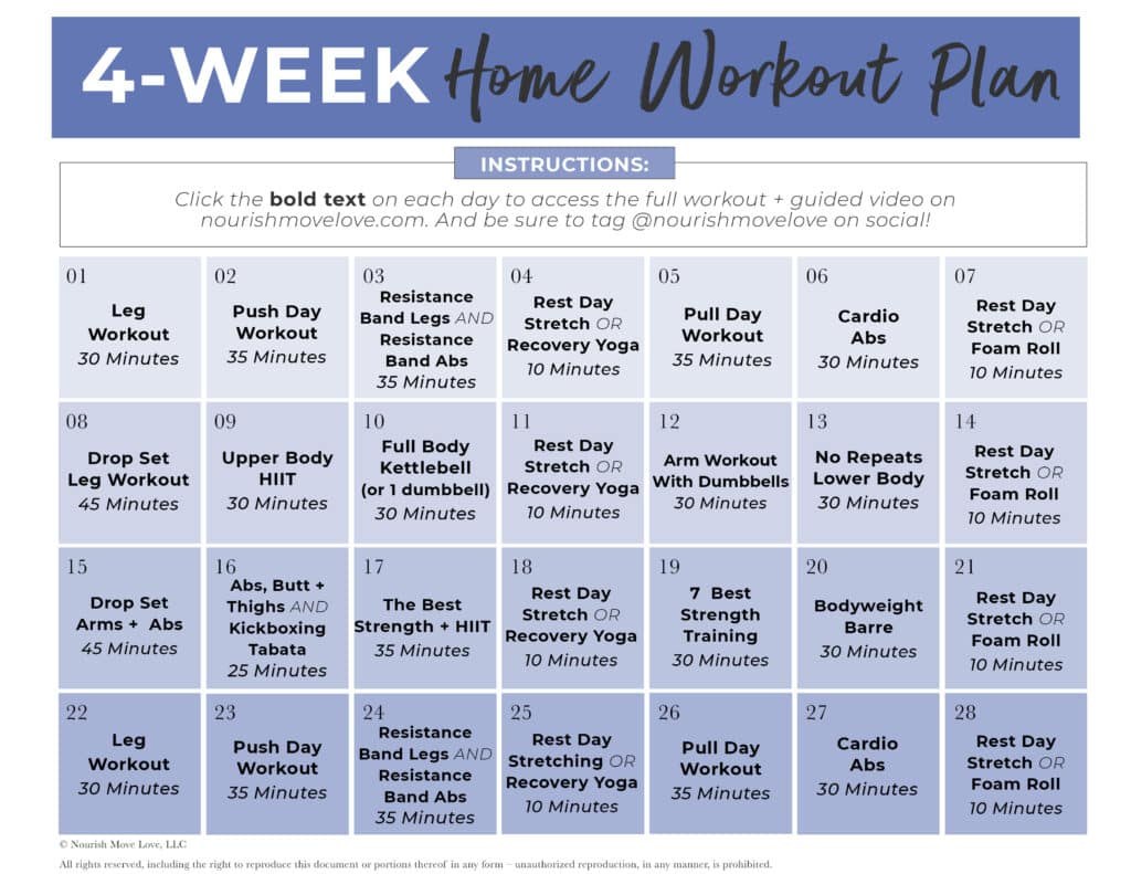 Picture of: FREE -Week Workout Plan for Women (Full Body)  Nourish Move Love