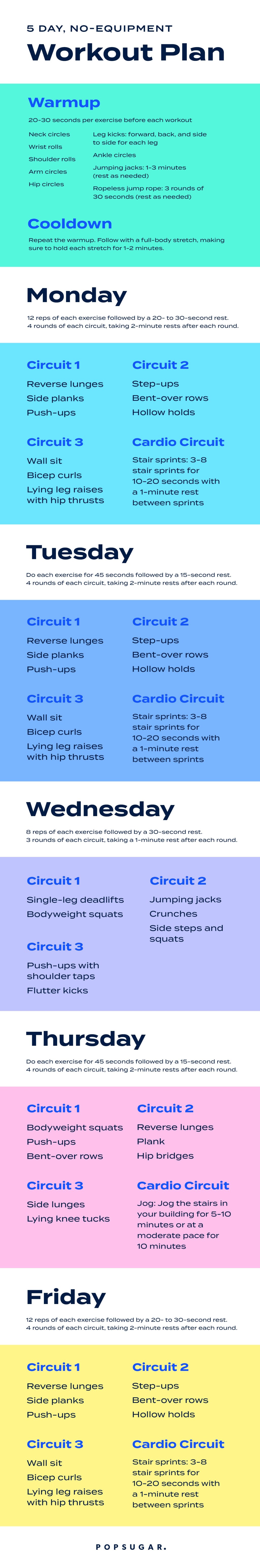 Picture of: Home Workout With No Equipment  -Day Plan  POPSUGAR Fitness